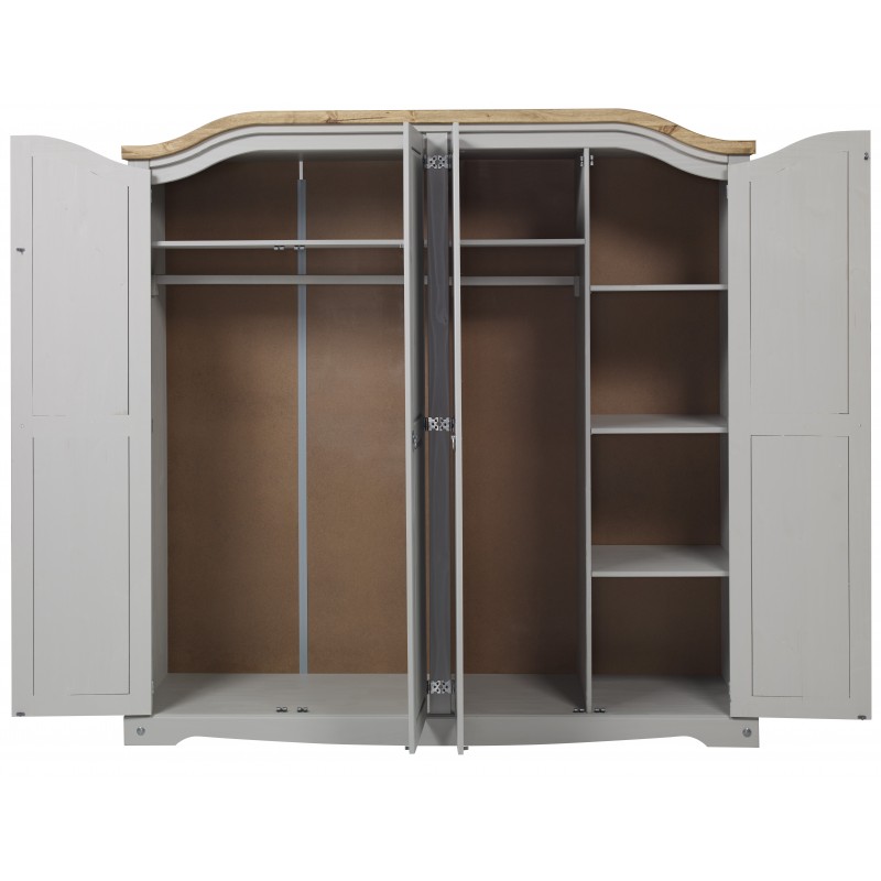 Corona Grey Wax 4 Door Arch Top Wardrobe